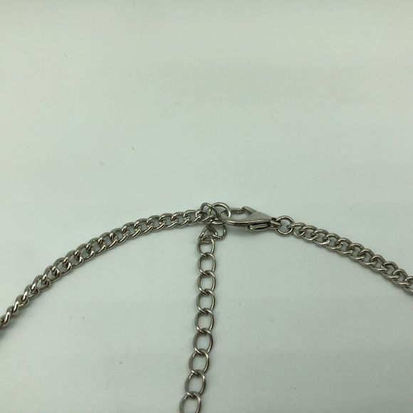 RETRO Silver Tone & Dark Grey Faux Pearl Charm Bead Necklace Festival Party - Picture 15 of 15